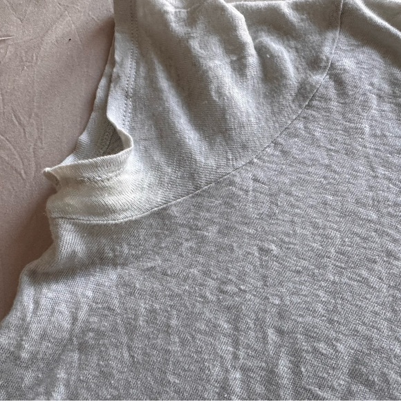 Maje Ice Blue Linen Rhinestone Embellished Tee - Size 1 S - Picture 8 of 10